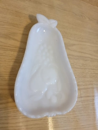 JMD- Vtg. Hazel Atlas Milk Glass Pear Shaped DIsh