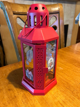 Custom Red Painted NutCracker Metal/Glass Lantern Decor RSV|123810