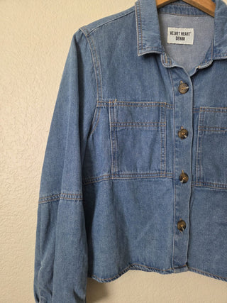 NEW! Velvet Heart cotton blend denim top RSV|161224