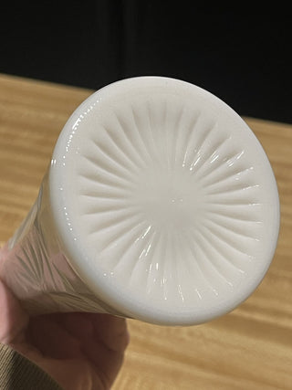 Vtg 9" Hoosier Milk Glass Bud Vase, Starburst--SP MTS