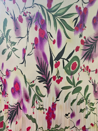 Vtg Mimosa USA Floral Crinkle Dress - Size L MTS|111322