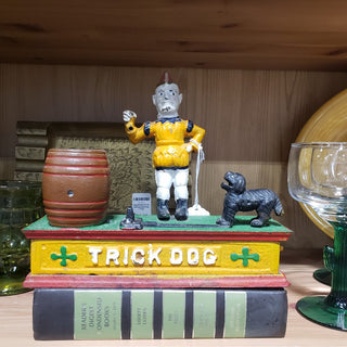 Vtg Cast Iron "Trick" Bank