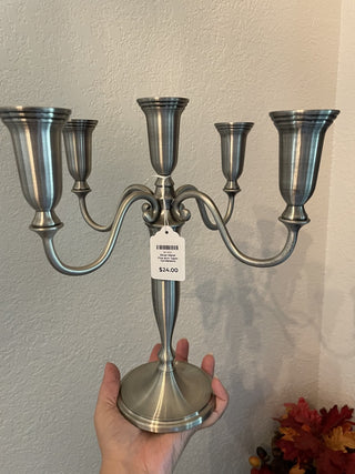Silver Metal Five Arm Taper Candelabra RSV|107691