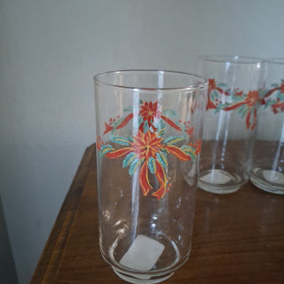Set of 8 Vtg Libbey Poinsettia Glasses RCD|125674
