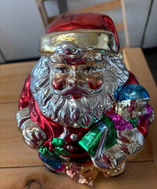 Vintage metallic Santa cookie jar,  RSV|120861