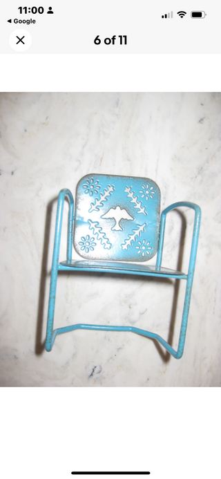 Turquoise Metal Dollhouse Garden Set, 2 Chairs & Table-RSV|118084
