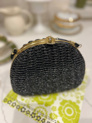 Black wicker Magid Purse 80s MTS|46811