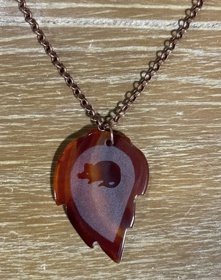 rat etched on agate pendant, 22" chain RSV