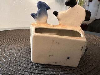 Dog VTG Planter w/bluebird MTS|89859