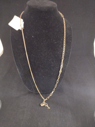 Jewelry Necklace Long Key & Heart gold tone RCD|74258