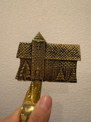 Vintage Vogelzang Brass Country Church Christmas Stocking Holder MHR-973|140333