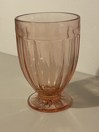 4.5" Vtg. Pink Footed Glass Tumbler--SP RCD
