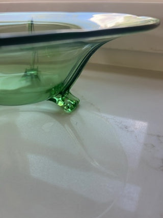 Fostoria Green Footed bowl Depression Glass 11.5" dia. 3 Toed #2394 1930's