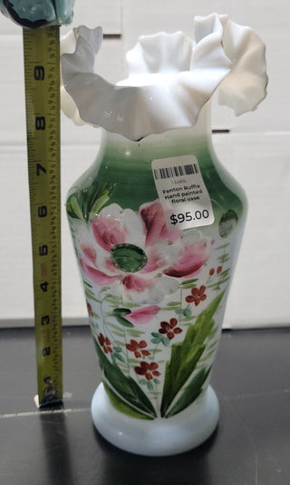 Fenton Hand Painted Ruffle Vase Rcd