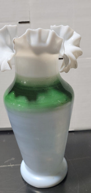 Fenton Hand Painted Ruffle Vase Rcd