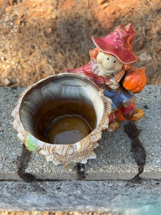 vintage ceramic scarecrow planter