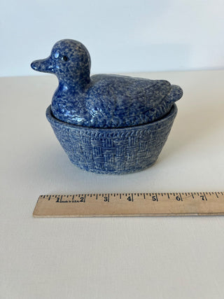 Vintage blue duck and nest dish|67695