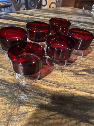 Vintage Arcoroc Luminarc France Red Ruby Parfait Glasses RSV|125136