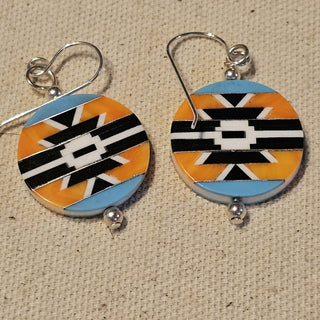 .925 inlaid double sided dangle earrings|89627