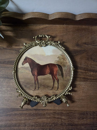 Brass Circle Frame w/ Horse Print- RSV
