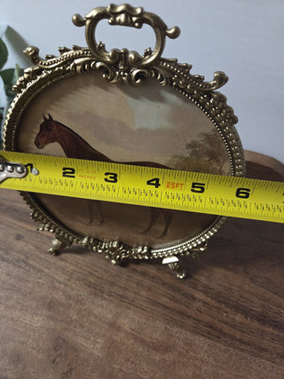 Brass Circle Frame w/ Horse Print- RSV