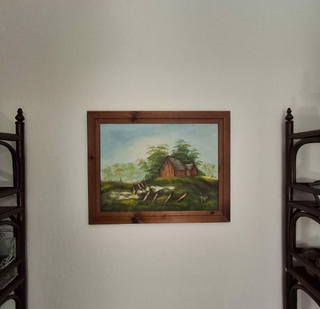 Vintage Barn Landscape Art on Canvas 28x23" MTS *|142892