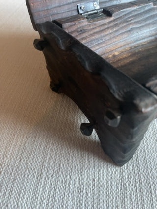 Vintage rustic hardwood trinket box jewelry