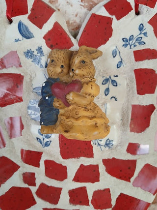 Mosaic Red & White Heart