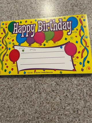 Happy birthday certificates with yellow background and balloons