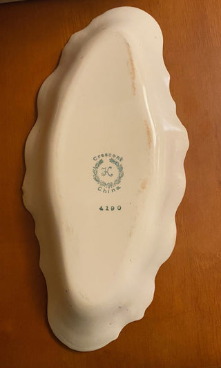 1940s Crescent China "K" Oblong Dish