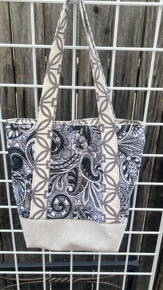 RSV Handcrafted Mini Tote Bag: Geometric Grey Scale|84015