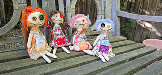 Journal Junction Jenny No. 005-Violet Handmade Art Dolll w/Mini Journal OOAK Cloth Doll
