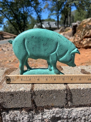 vintage folk art cast iron pig door stop