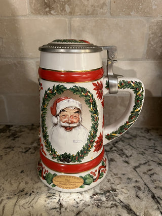 Norman Rockwell Christmas/Jolly Santa Beer Stein RCD|130501