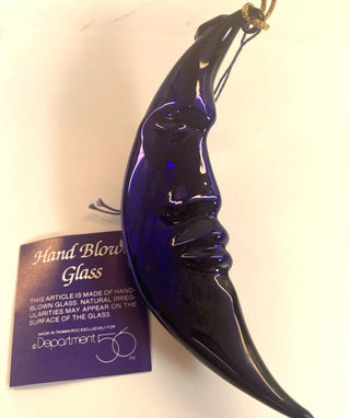 Dept 56 Mercury Glass Large Man Moon Ornament decor Cobalt Blue #62 VV MTS|99223