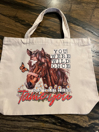 "Don"t Let Them Tame You" Large Zippered Canvas Bag or Tote RSV