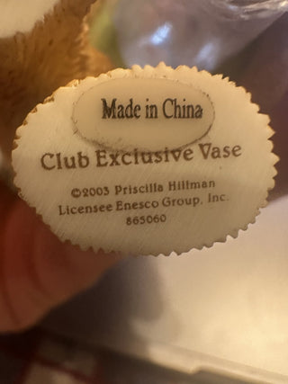 2003 Cherished Teddies Club Exclusive Vase Figurine 865060 Enesco #63 VV MTS