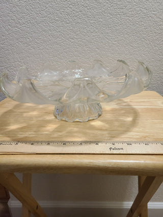 Clear Crystal w/Frosted Leaf Pedestal Cake Plate, RCD|88028