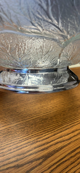 Pressed Glass Cabbage Bowl with Silver-Plated Pedestal