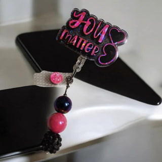 Interchangeable Badge Reel Charm: You Matter Pink/Black.|84339