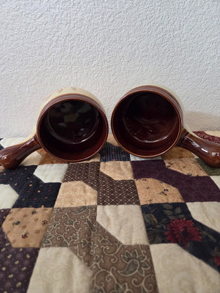 Japan Stoneware Golden Wheat Handled Soup Pots, set of 2, RCD