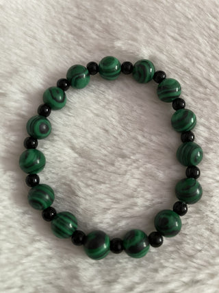 Natural stone bracelet green/sm black RSV|64086