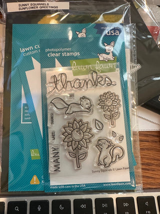 Stamp/Die set - Lawn Fawn "Sunny Squirrels," "Sunflower Greetings," RCD|103717