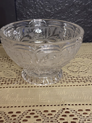 Vintage Crystal Zajccar Crystal Footed Bowl with Flowers made in Yugoslavia-RCD|103919