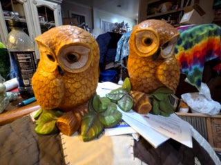 Set Vintage 70'S Homco  Owl Family FIGURINES Hard Plastic Resin Retro