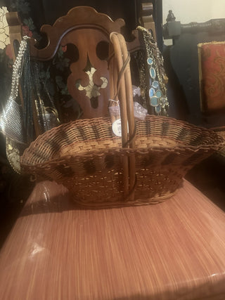 Vtg Wicker Patriotic Basket Gathering Herb Egg Basket #62 VV MTS|88166