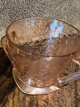 Vintage FloraGold Glass "Jeannette" Sugar Bowl RSV|122328