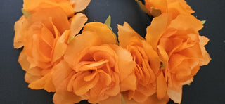 Fall floral headband, orange, on elastic, RSV