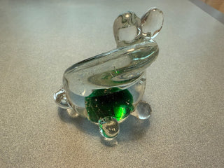 Hand blown glass frog paper weight|73186