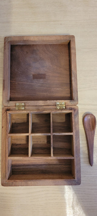 JMD- Antique India Wood Carved Spice Box- RSV|86364